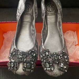 Tory Burch Metallic Embellished Flats